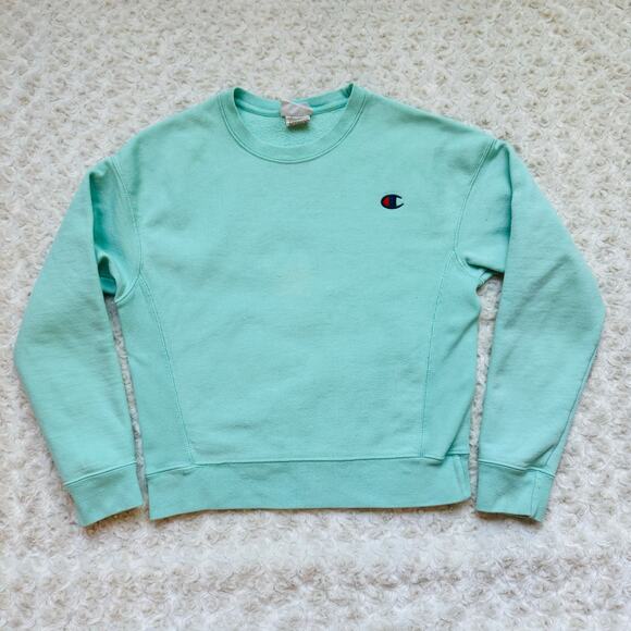 Champion Life Womens Reverse Weave Sea Green Crewneck Cotton Heavy Sweatshirt S - Picture 3 of 12
